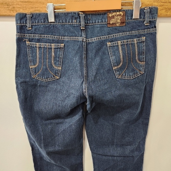 Run & Fly Jeans Woman's 38S W38 L27 Dark Blue Bell Bottom Super Flare Ma… - Picture 4 of 13